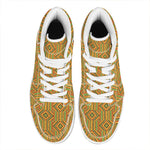 Ashanti Kente Pattern Print High Top Leather Sneakers