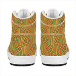 Ashanti Kente Pattern Print High Top Leather Sneakers