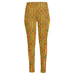 Ashanti Kente Pattern Print High-Waisted Pocket Leggings