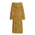 Ashanti Kente Pattern Print Hooded Bathrobe