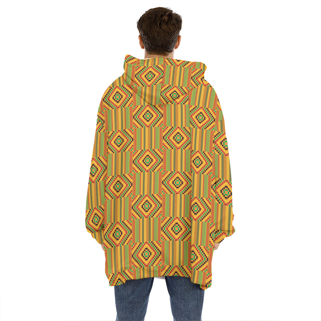 Ashanti Kente Pattern Print Hoodie Blanket