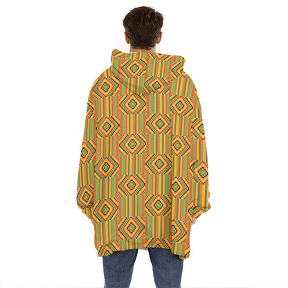 Ashanti Kente Pattern Print Hoodie Blanket