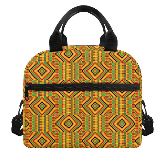 Ashanti Kente Pattern Print Insulated Lunch Bag