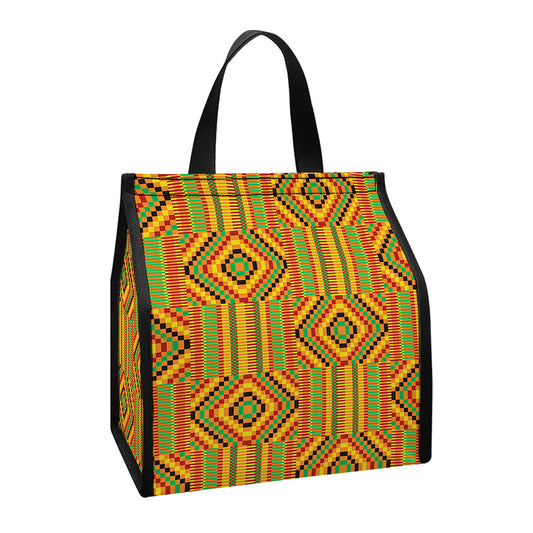 Ashanti Kente Pattern Print Insulated Lunch Tote