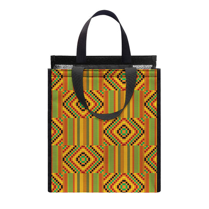 Ashanti Kente Pattern Print Insulated Lunch Tote