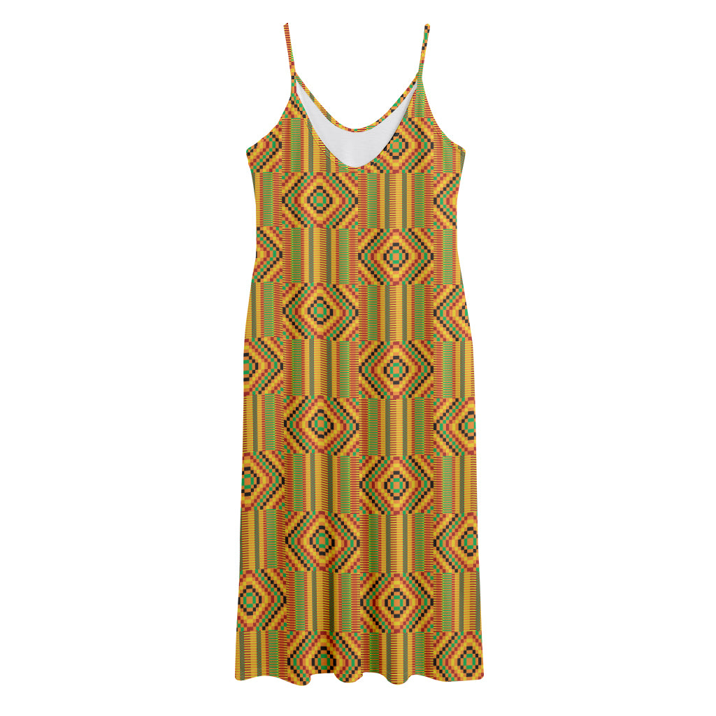 Ashanti Kente Pattern Print Jersey Midi Cami Dress