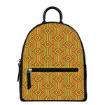 Ashanti Kente Pattern Print Leather Backpack