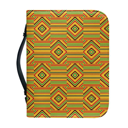 Ashanti Kente Pattern Print Leather Bible Cover