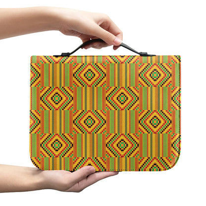 Ashanti Kente Pattern Print Leather Bible Cover