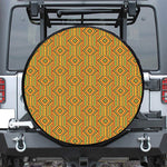 Ashanti Kente Pattern Print Leather Spare Tire Cover