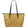 Ashanti Kente Pattern Print Leather Tote Bag With Zipper