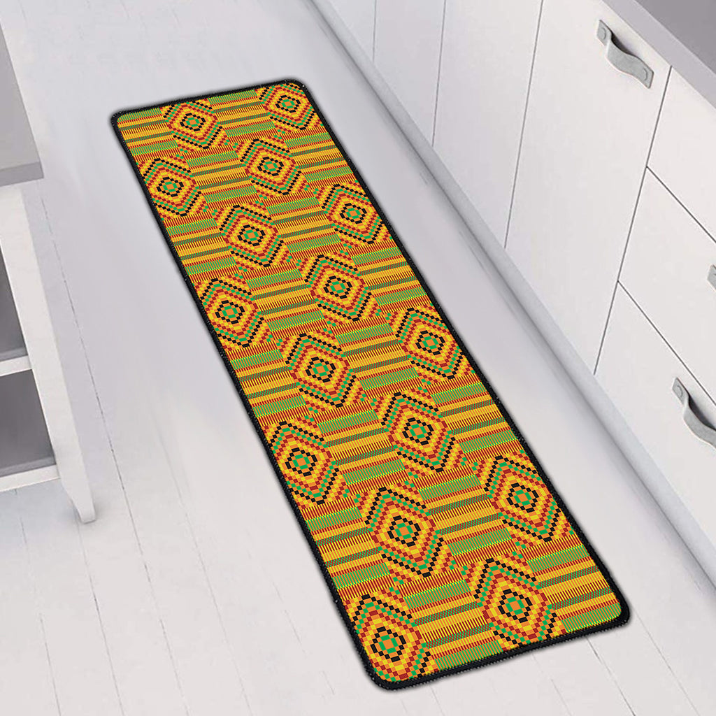 Ashanti Kente Pattern Print Long Kitchen Mat