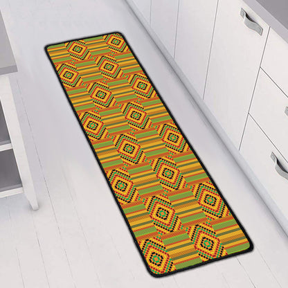 Ashanti Kente Pattern Print Long Kitchen Mat
