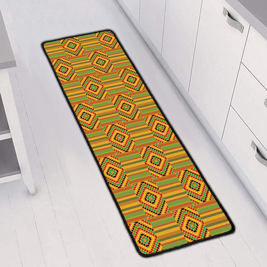 Ashanti Kente Pattern Print Long Kitchen Mat
