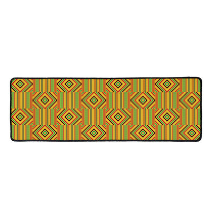 Ashanti Kente Pattern Print Long Kitchen Mat