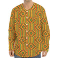 Ashanti Kente Pattern Print Long Sleeve Baseball Jersey