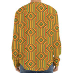 Ashanti Kente Pattern Print Long Sleeve Baseball Jersey