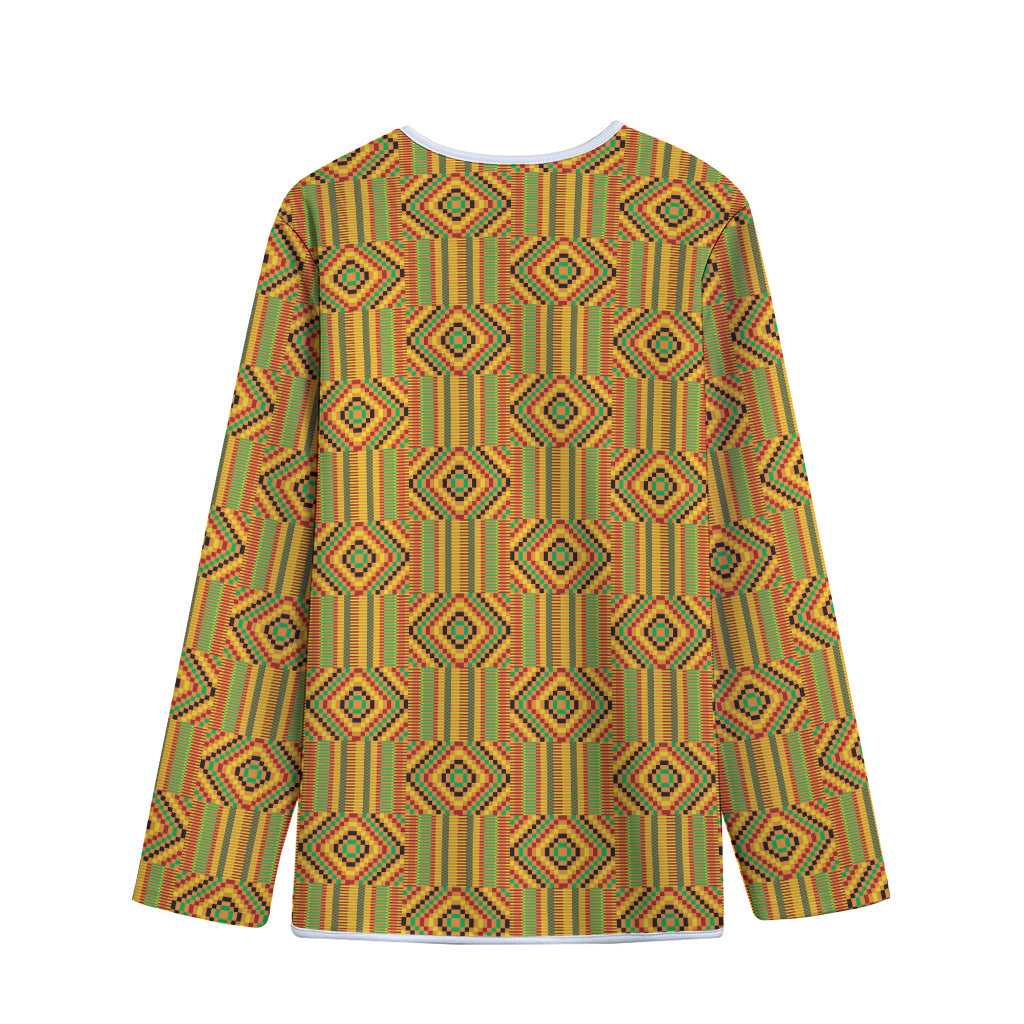 Ashanti Kente Pattern Print Long Sleeve Short Coat