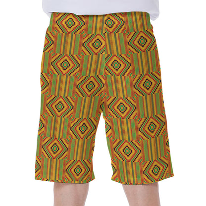 Ashanti Kente Pattern Print Men's Beach Shorts