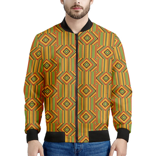 Ashanti Kente Pattern Print Men's Bomber Jacket
