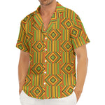 Ashanti Kente Pattern Print Men's Deep V-Neck Shirt