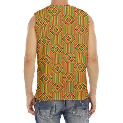 Ashanti Kente Pattern Print Men's Fitness Tank Top