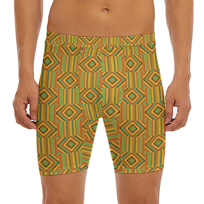 Ashanti Kente Pattern Print Men's Long Boxer Briefs