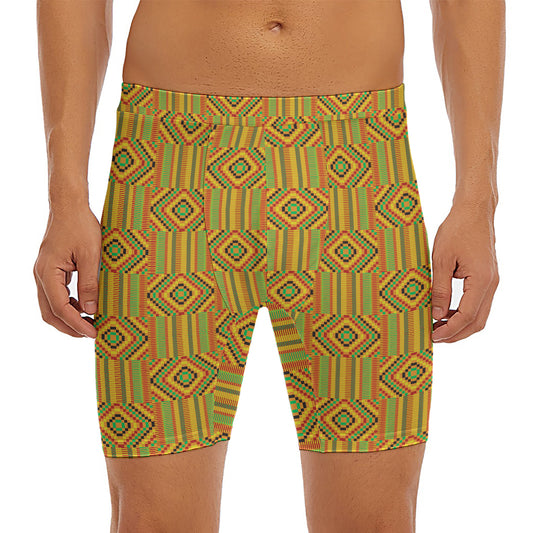 Ashanti Kente Pattern Print Men's Long Boxer Briefs
