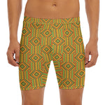 Ashanti Kente Pattern Print Men's Long Boxer Briefs