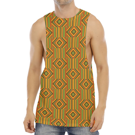 Ashanti Kente Pattern Print Men's Muscle Tank Top