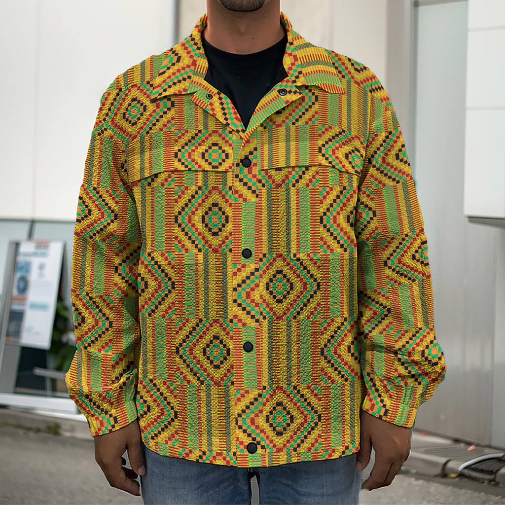 Ashanti Kente Pattern Print Men's Shirt Jacket