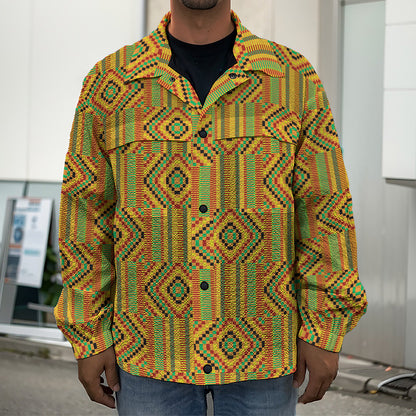 Ashanti Kente Pattern Print Men's Shirt Jacket