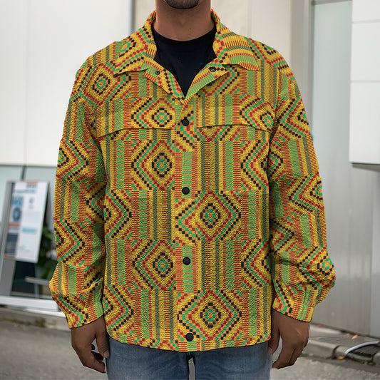 Ashanti Kente Pattern Print Men's Shirt Jacket