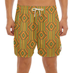 Ashanti Kente Pattern Print Men's Split Running Shorts