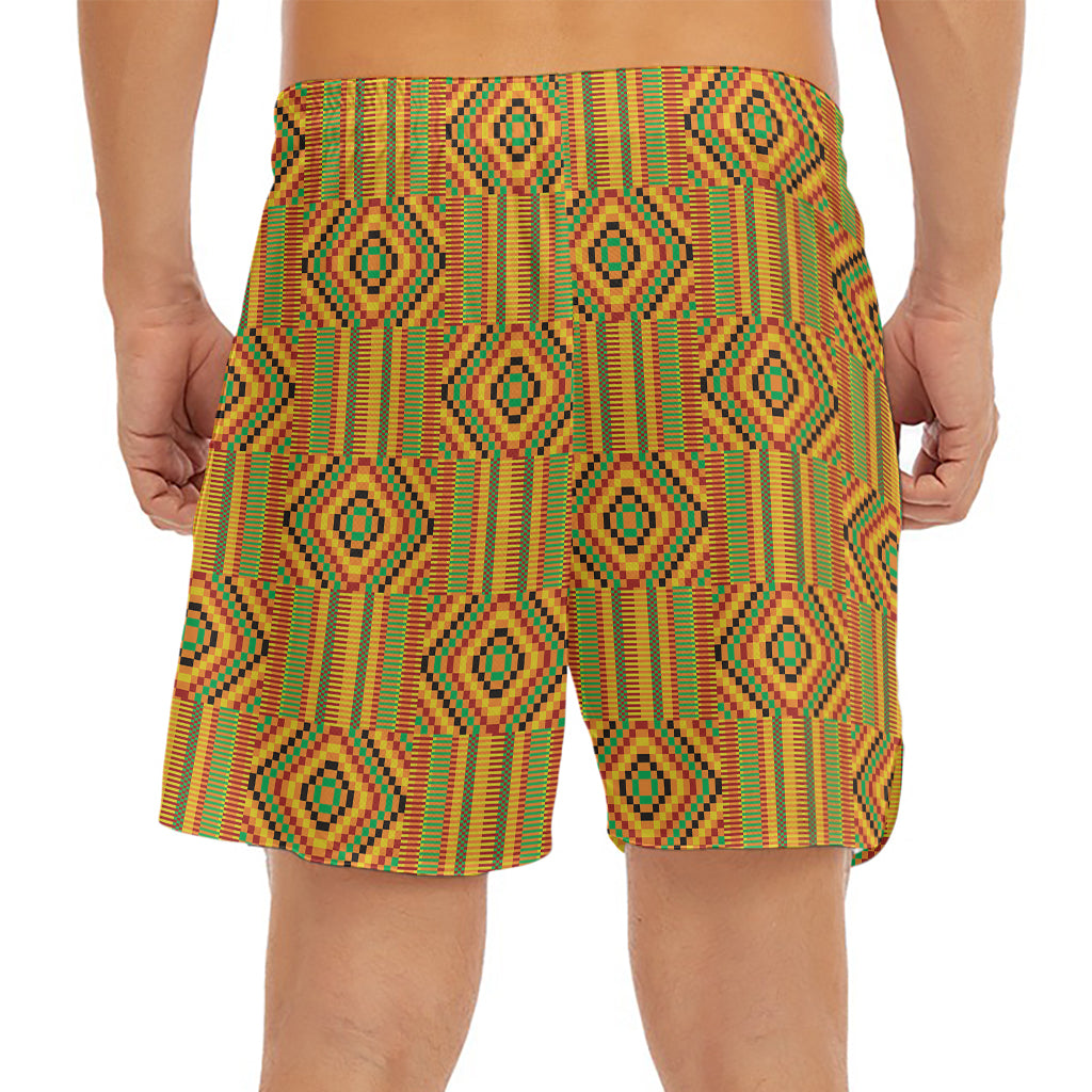 Ashanti Kente Pattern Print Men's Split Running Shorts