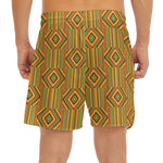 Ashanti Kente Pattern Print Men's Split Running Shorts