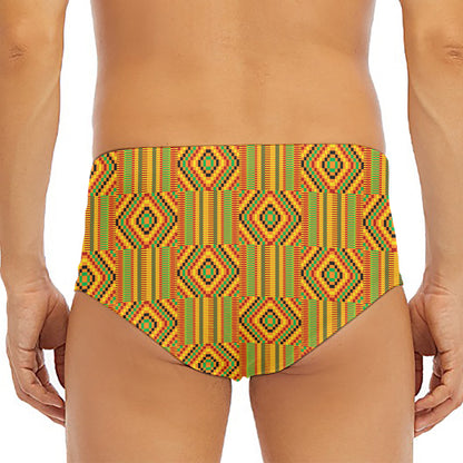 Ashanti Kente Pattern Print Men's Triangle Swim Briefs