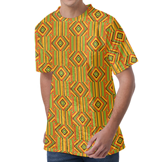 Ashanti Kente Pattern Print Men's Velvet T-Shirt