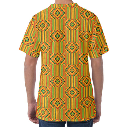 Ashanti Kente Pattern Print Men's Velvet T-Shirt