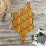 Ashanti Kente Pattern Print One Shoulder Bodysuit