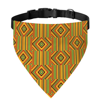 Ashanti Kente Pattern Print Over The Collar Dog Bandana