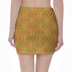 Ashanti Kente Pattern Print Pencil Mini Skirt