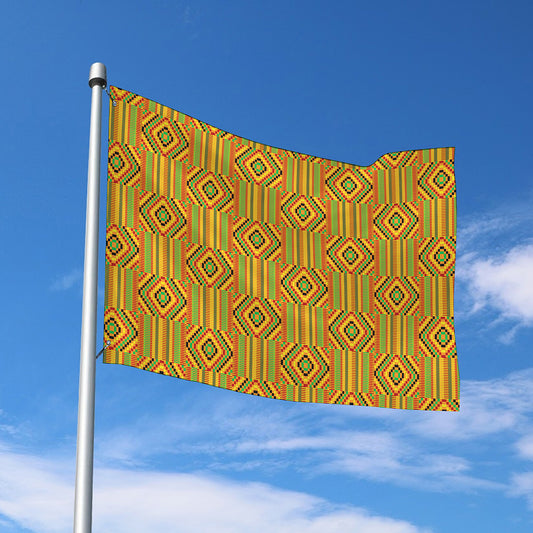 Ashanti Kente Pattern Print Polyester Flag