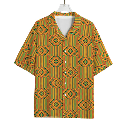Ashanti Kente Pattern Print Rayon Hawaiian Shirt