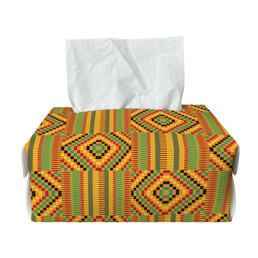 Ashanti Kente Pattern Print Rectangle Tissue Box Cover