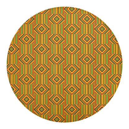 Ashanti Kente Pattern Print Round Blanket