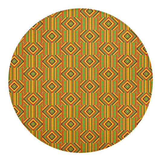 Ashanti Kente Pattern Print Round Blanket
