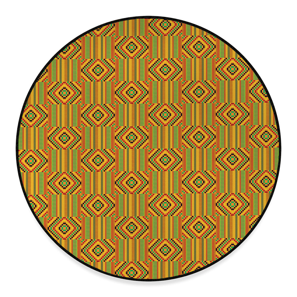Ashanti Kente Pattern Print Round Floor Mat