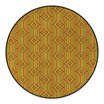 Ashanti Kente Pattern Print Round Floor Mat
