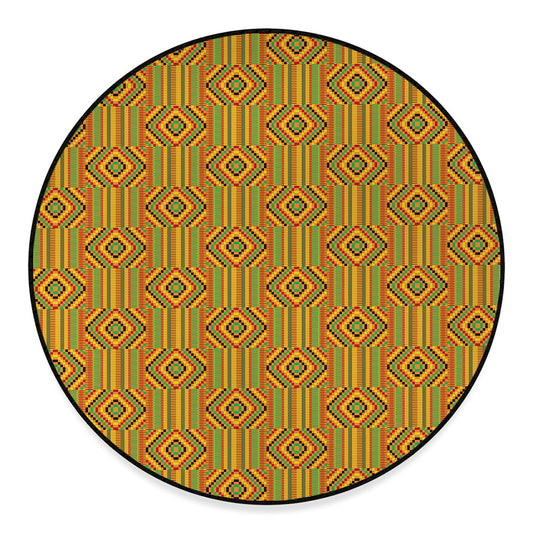 Ashanti Kente Pattern Print Round Floor Mat
